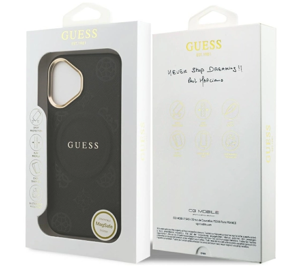 Guess Peony Hot Stamp MagSafe do iPhone 17 czarny