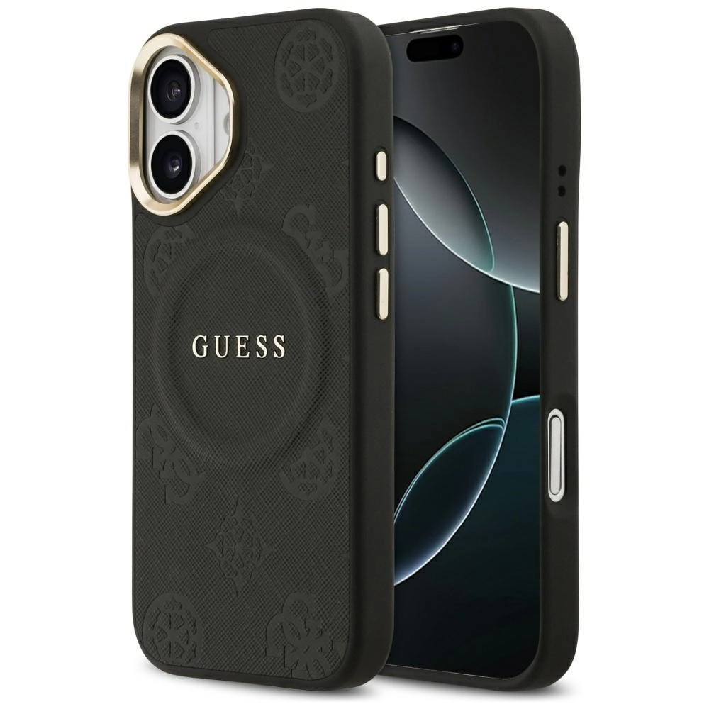 Etui Guess Peony Hot Stamp MagSafe do iPhone 17 czarny