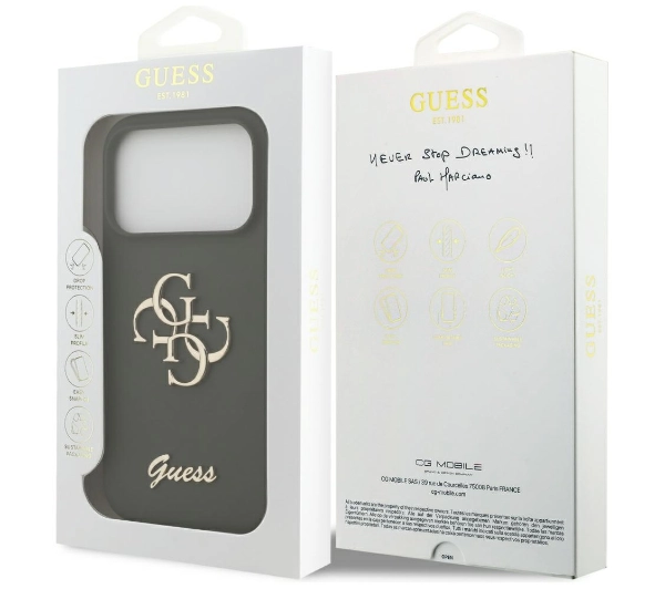 Guess Silicone Big 4G Script do iPhone 17 Pro khaki