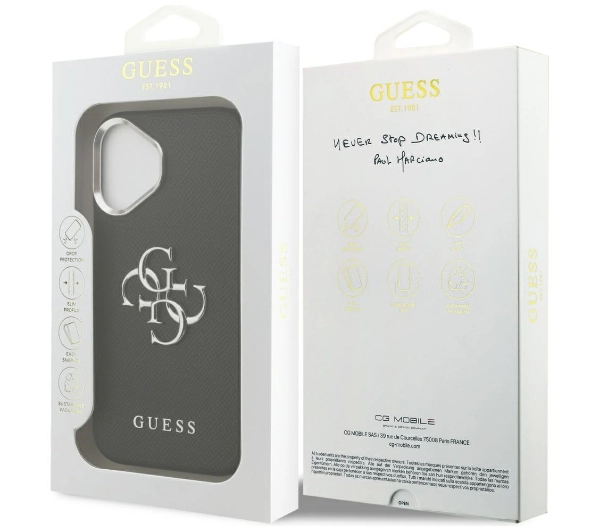 Guess Grained Big 4G Classic Logo do iPhone 17 czarny