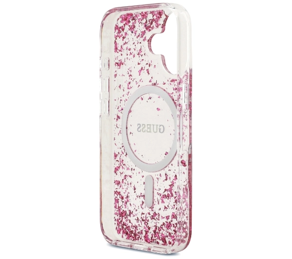 Guess Resin Bottom Glitter MagSafe do iPhone 17 różowy