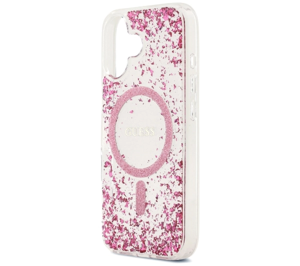 Guess Resin Bottom Glitter MagSafe do iPhone 17 różowy