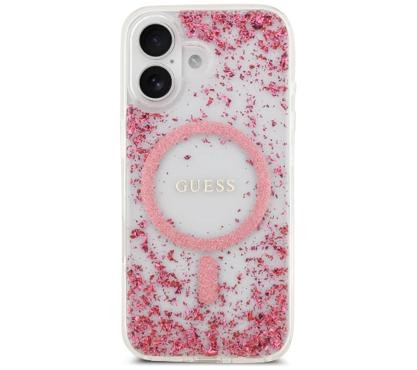 Guess Resin Bottom Glitter MagSafe do iPhone 17 różowy