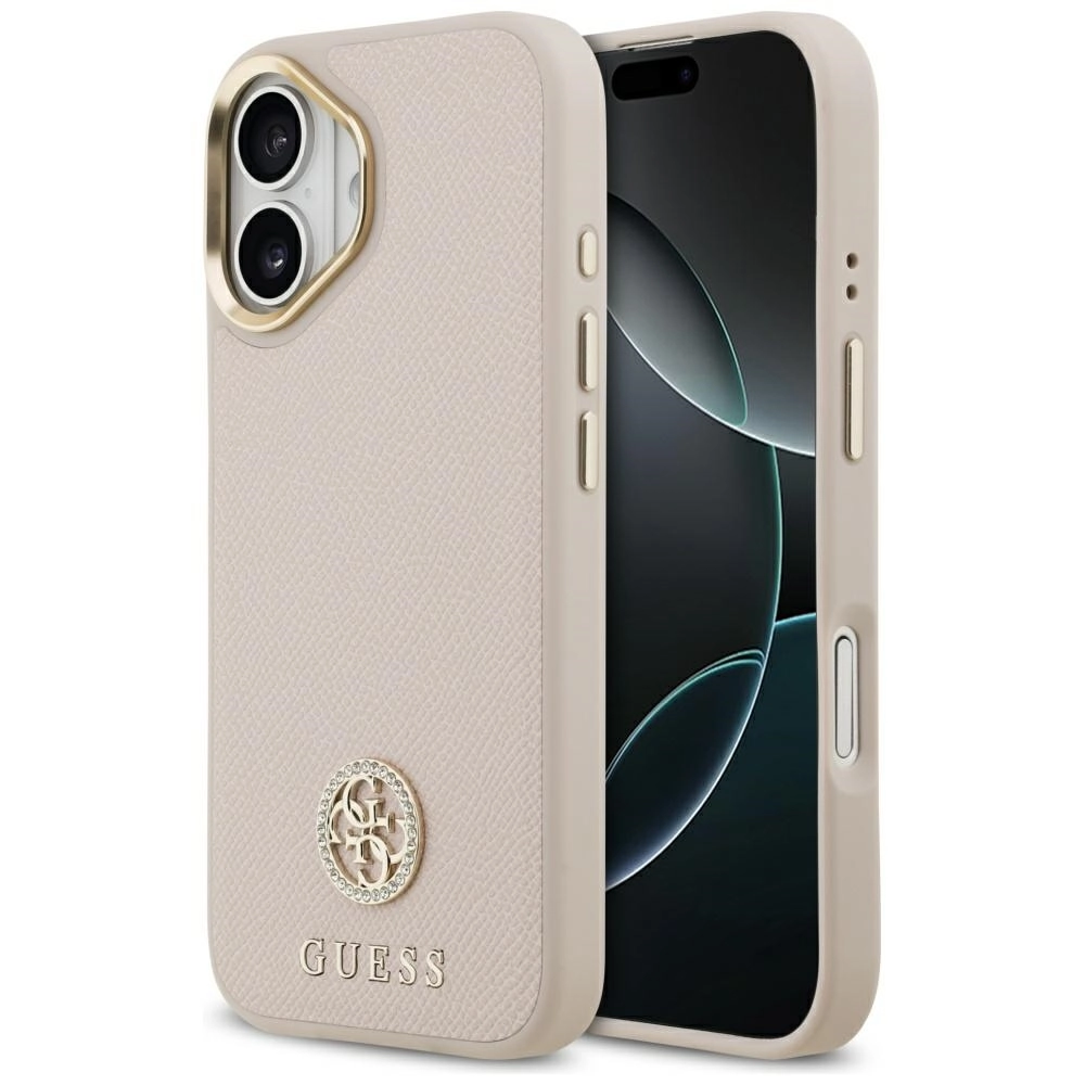 Etui Guess Grained Strass Logo MagSafe do iPhone 17 różowy