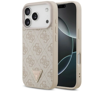 Etui Guess Leather 4G Triangle Strass MagSafe do iPhone 17 Pro różowy