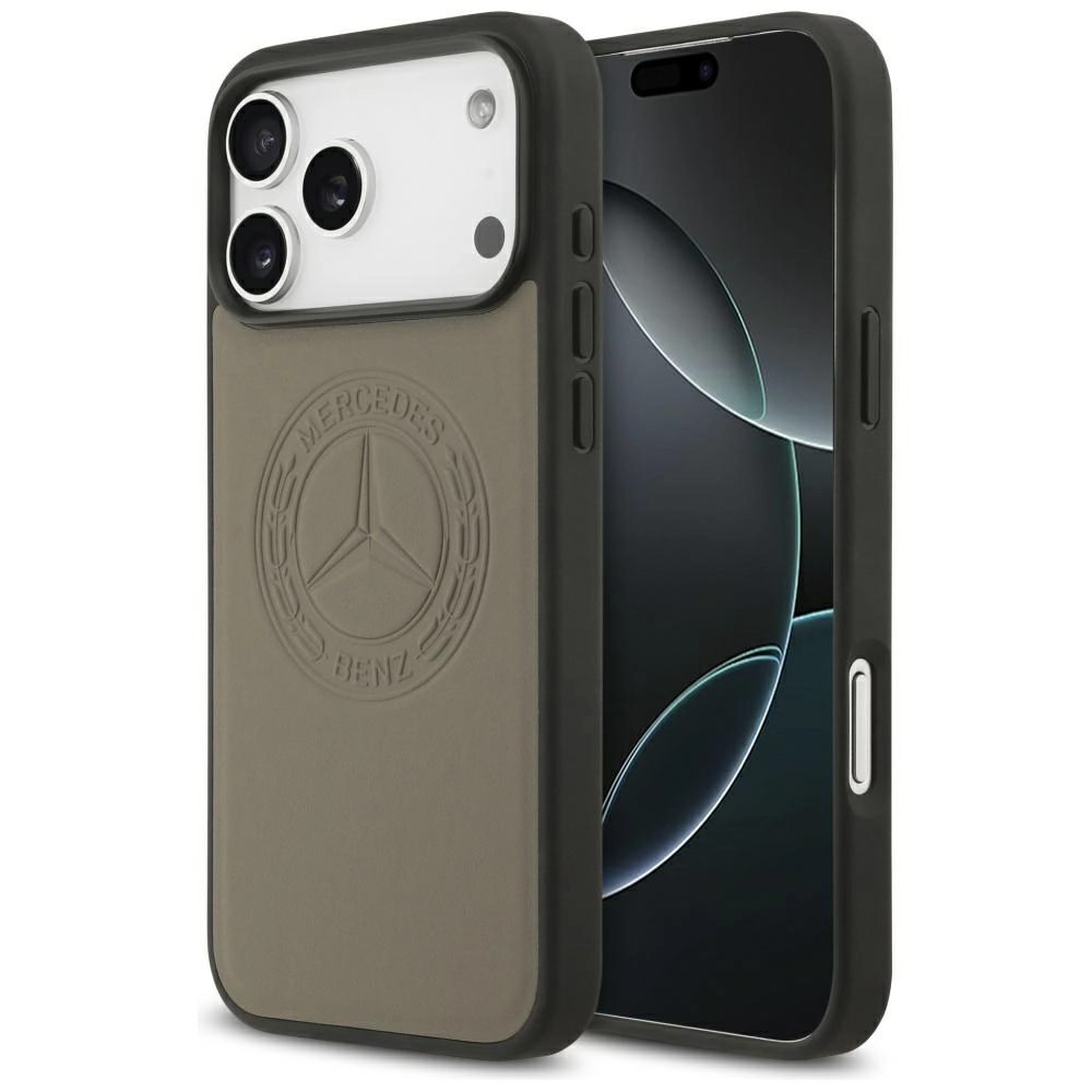 Etui Mercedes-Benz Leather Vintage Logo MagSafe do iPhone 17 Pro Max taupe