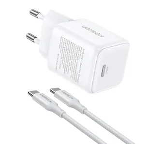 Ładowarka sieciowa UGREEN X513 USB-C 30W + Kabel USB-C 1m Biały