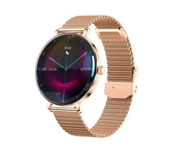 Smartwatch FOREVER SB-370 Lucca Różowe złoto + Pasek w panterkę