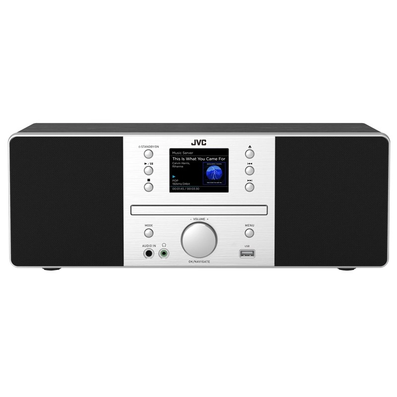 Wieża JVC RD-E874B 15W WI-Fi Bluetooth Radio FM, DAB Internetowe Czarno-srebrny