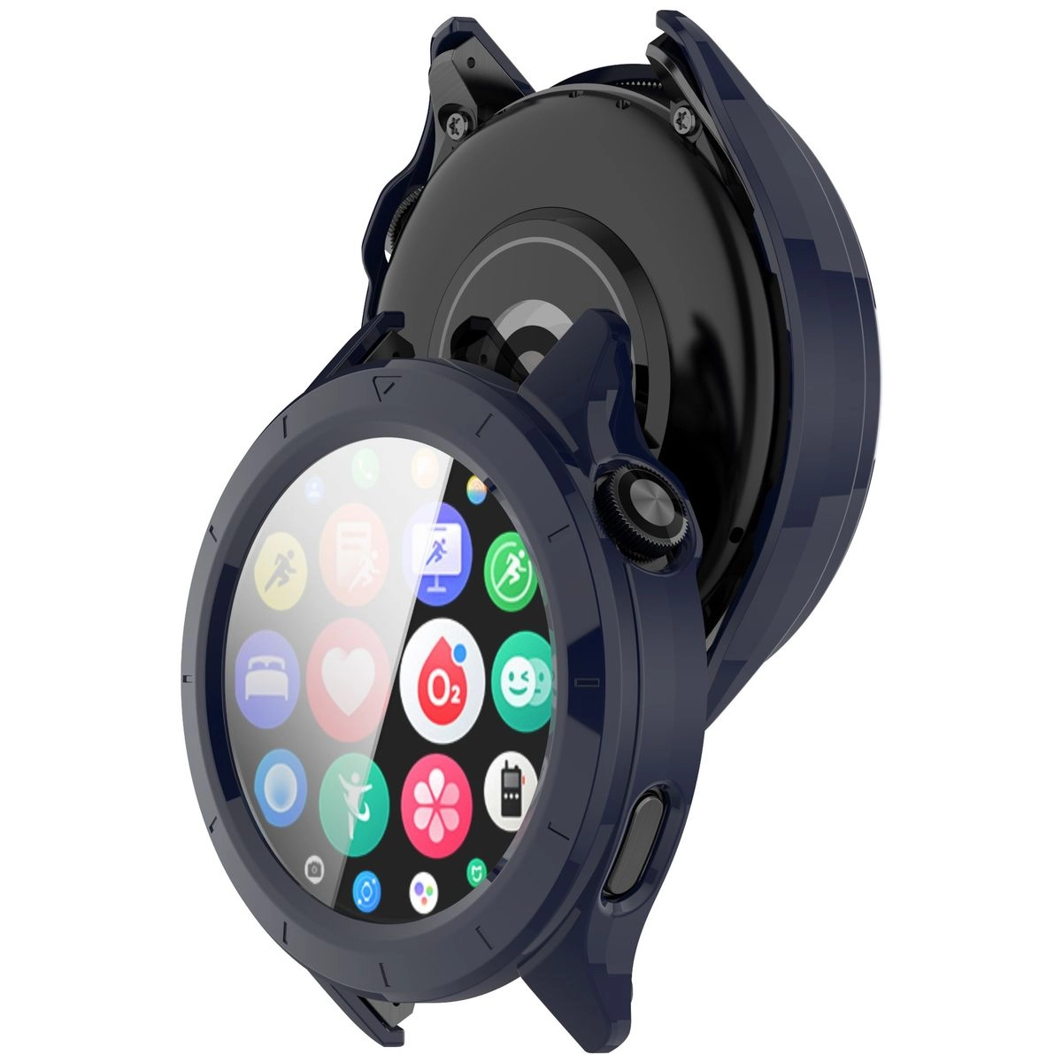 Nakładka na tarczę Bizon ze szkłem do Xiaomi Watch S4 niebieski