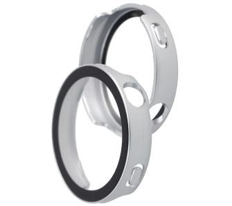 Nakładka na tarczę Bizon ze szkłem do Huawei Watch GT6 41 mm srebrny