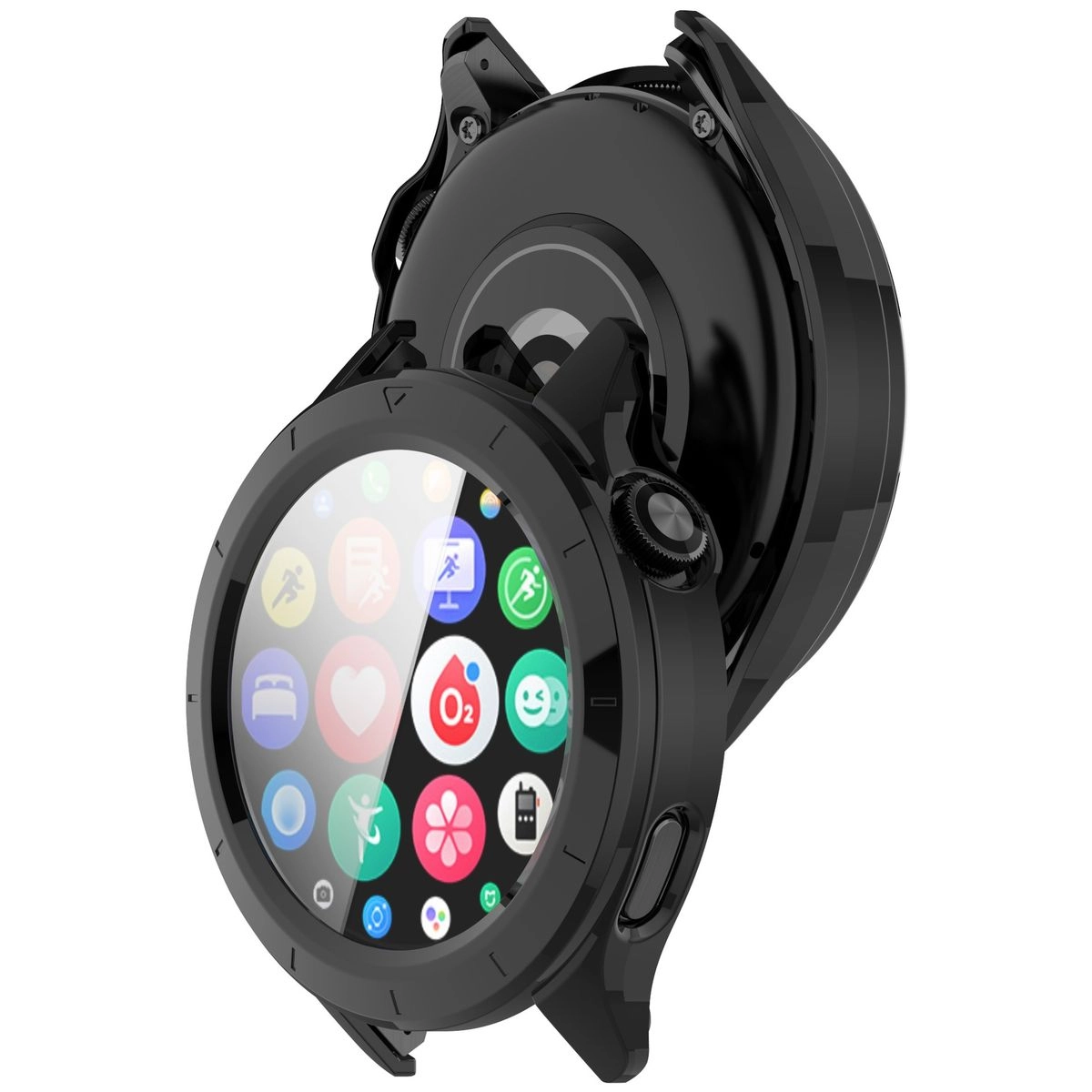 Nakładka na tarczę Bizon ze szkłem do Xiaomi Watch S4 czarny
