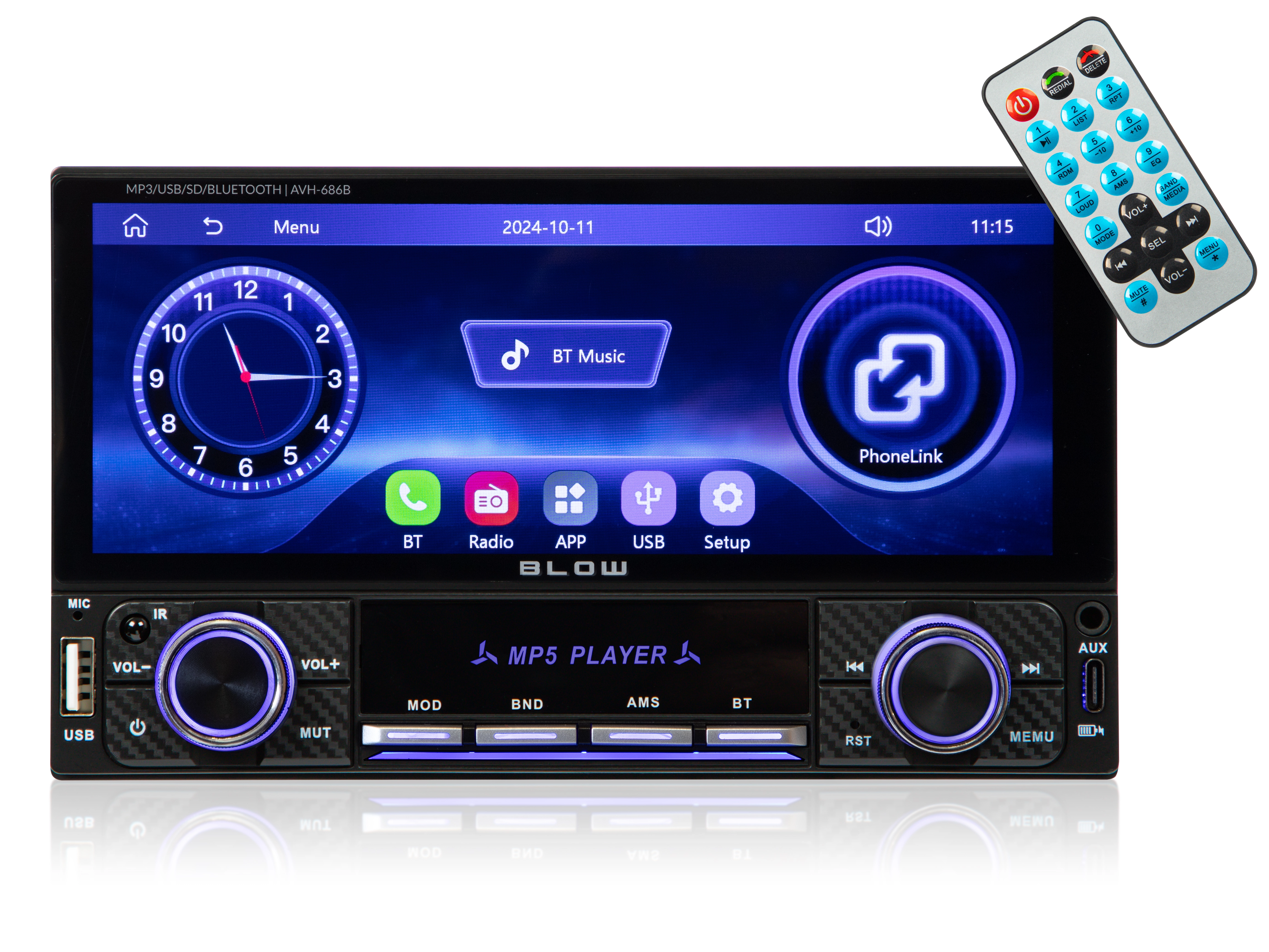 Radioodtwarzacz samochodowy BLOW AVH-686B z USB 4x50W Bluetooth CarPlay Android Auto