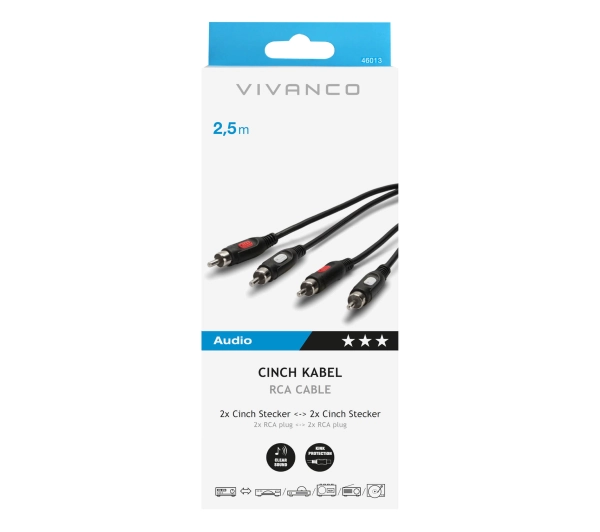 Vivanco 46013 RCA 2,5m Czarny