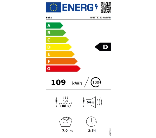 Beko pralka b300 BM3WFSU37015WBPB EnergySpin Slim 7kg 1000obr/min + suszarka b300 BM3T37239WBPB Slim 47cm 7kg - Kup na Raty - RRSO 0%