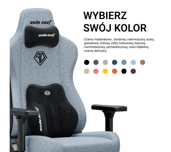 Anda Seat Kaiser 3E XL Gamingowy do 150kg Tkanina Szaro-niebieski - Kup na Raty - RRSO 0%