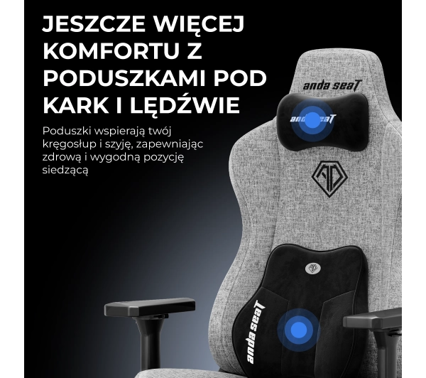 Anda Seat Kaiser 3E XL Gamingowy do 150kg Tkanina Szaro-niebieski - Kup na Raty - RRSO 0%
