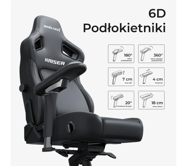 Anda Seat Kaiser 4 V2 XL Gamingowy do 150kg Tkanina Czarny - Kup na Raty - RRSO 0%