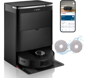 Robot sprzątający Bosch Spotless Max BCRDW3BAB Funkcja mopowania Stacja oczyszczająca Tworzenie mapy pomieszczenia 75dB