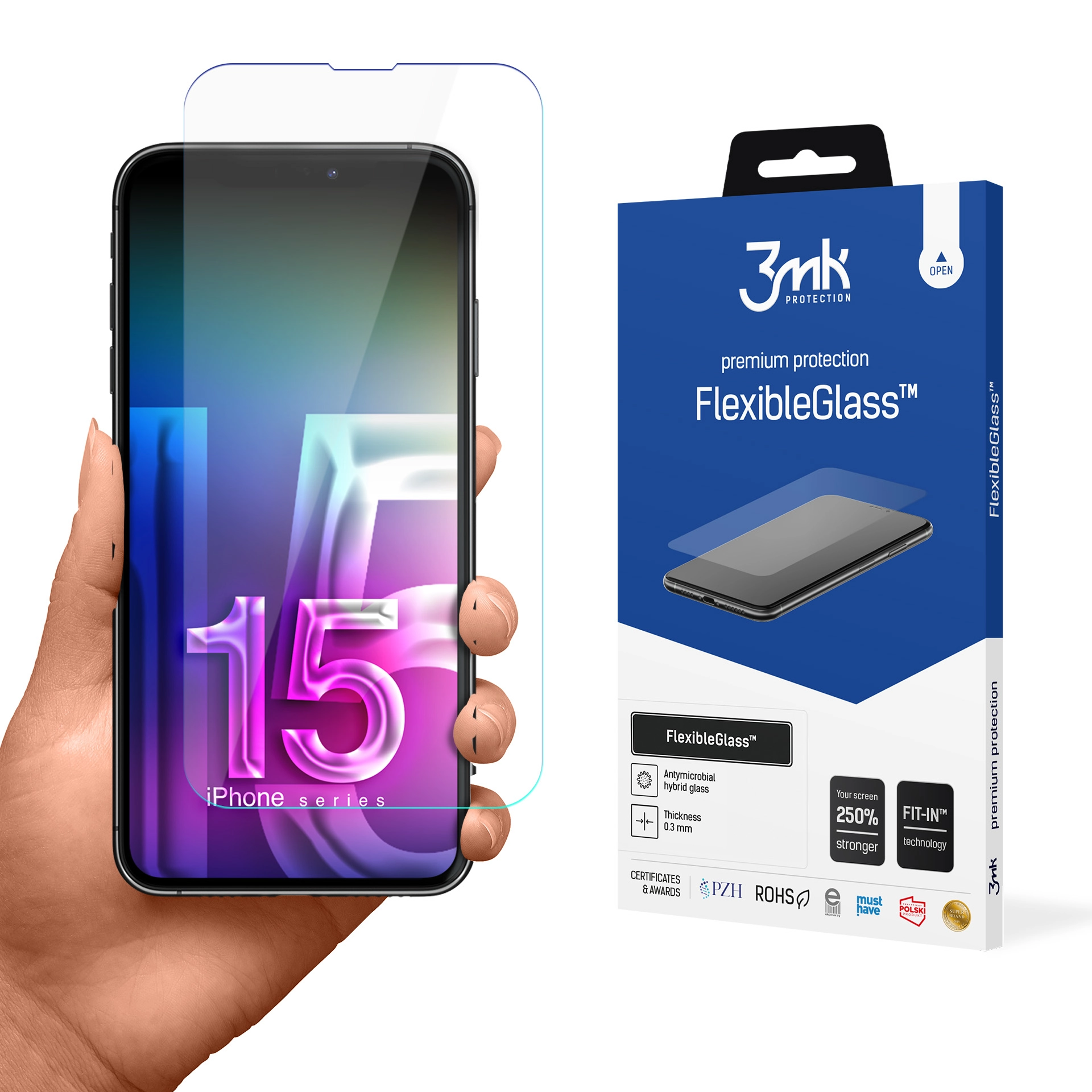 Szkło hybrydowe 3mk FlexibleGlass do Apple iPhone 15 Pro Max