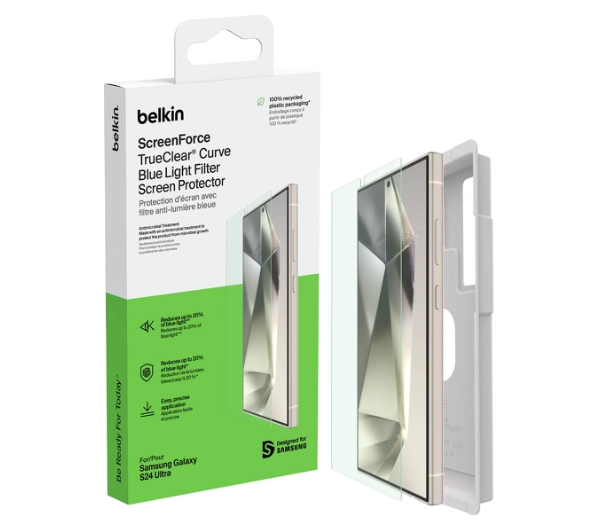 Belkin TrueClear Curve do Galaxy S24 Ultra z filtrem światła niebieskiego