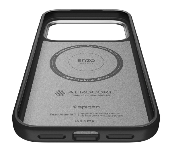 Spigen Enzo Aramid "T" Mag MagSafe do iPhone 17 Pro Czarno srebrny