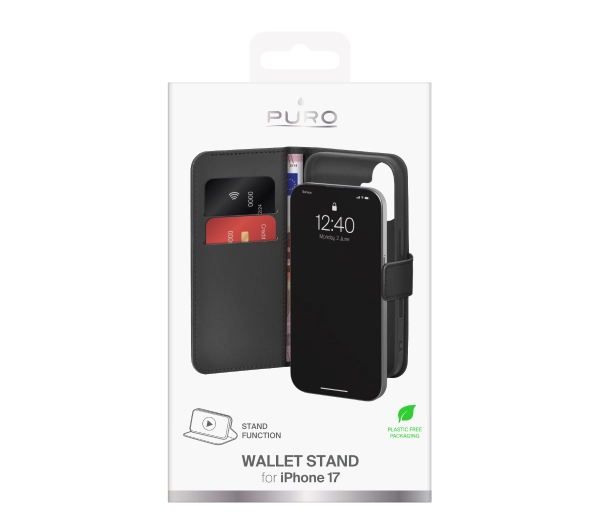 Puro Wallet Stand do iPhone 17 Czarny