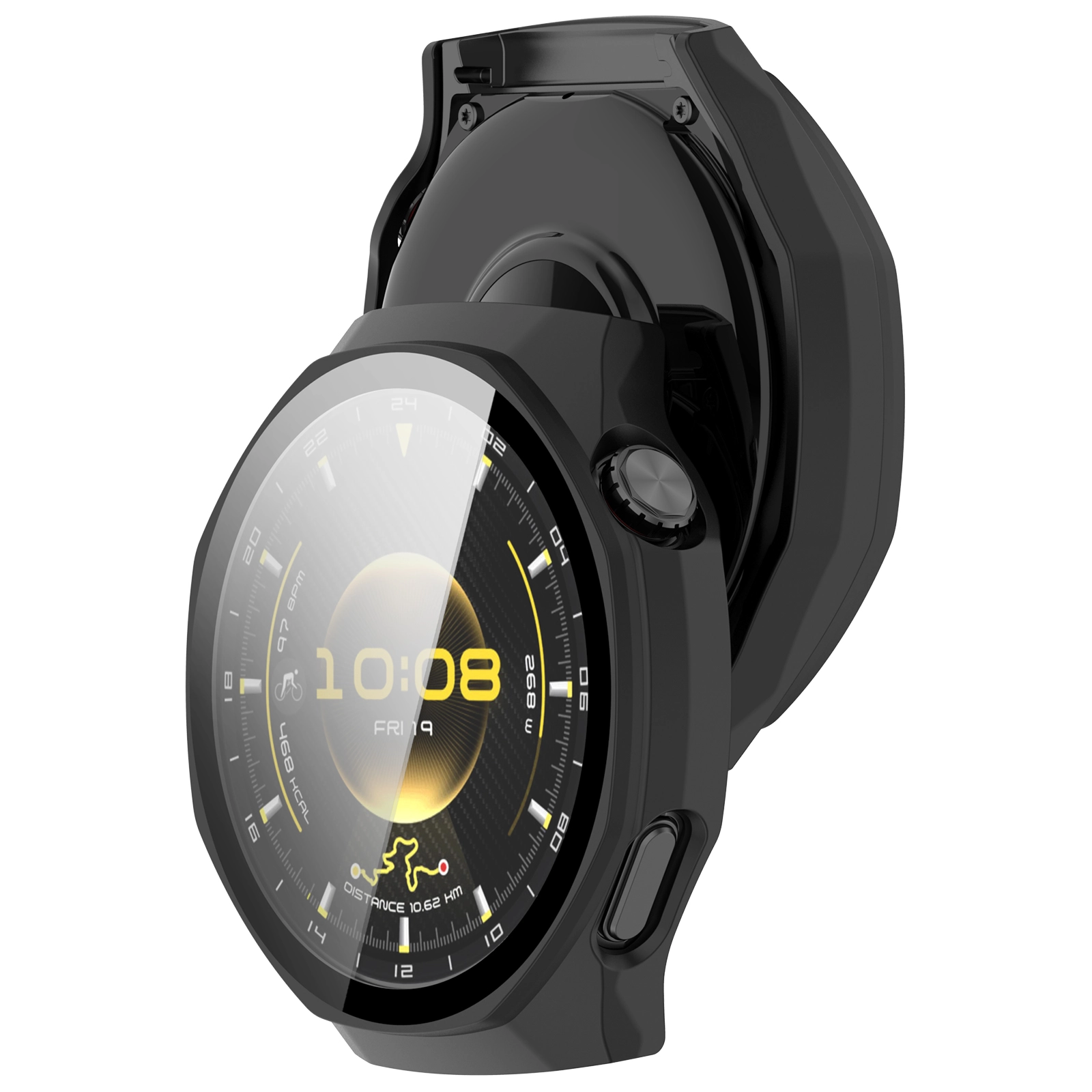 Nakładka na tarczę Bizon ze szkłem do Huawei Watch GT6 Pro 46mm Czarny