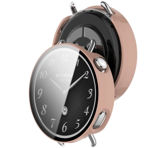 Nakładka na tarczę Bizon ze szkłem do Xiaomi Watch S4 41mm Różowy