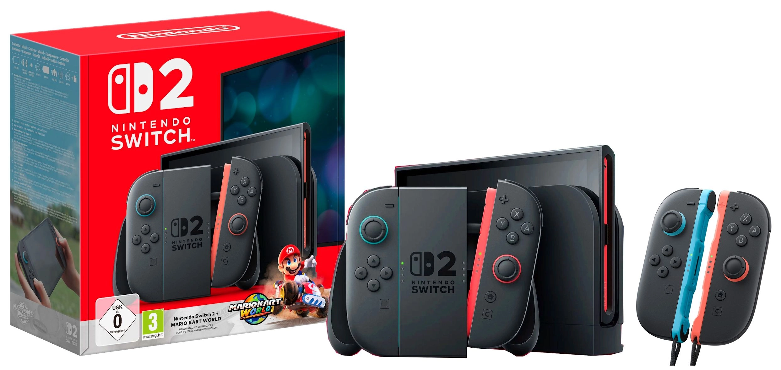 Konsola Nintendo Switch 2 Joy-Con Czarny + Mario Kart World + Joy-Con 2 Pair (2szt)