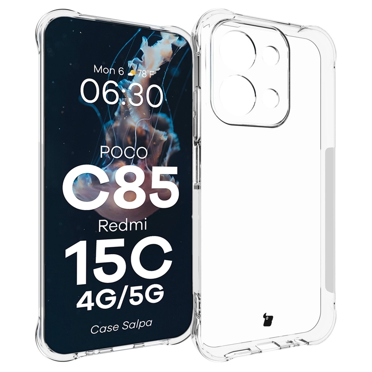 Etui Bizon Elastyczne Salpa do Xiaomi Redmi 15C 4G/5G /POCO C85 4G Przezroczysty