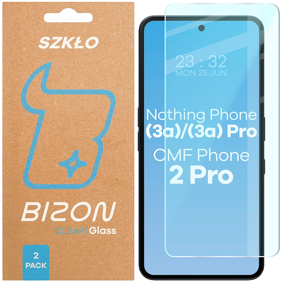 Szkło hartowane Bizon Clear Duo do Nothing Phone (3a) / (3a) Pro / Nothing CMF Phone 2 Pro
