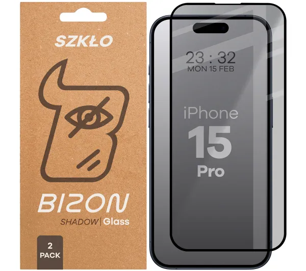 Bizon prywatyzujące pełne Edge Shadow Duo do iPhone 15 Pro