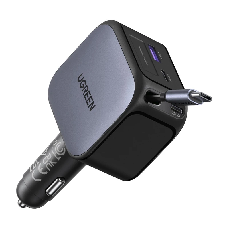 Ładowarka samochodowa UGREEN EC604 3x USB-C USB-A 145W Szary