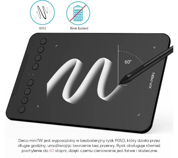 XP-Pen Deco Mini7W Czarny - Kup na Raty - RRSO 0%