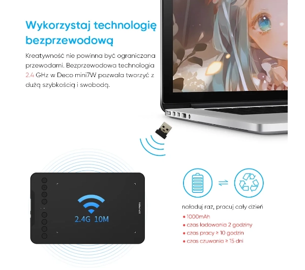 XP-Pen Deco Mini7W Czarny - Kup na Raty - RRSO 0%