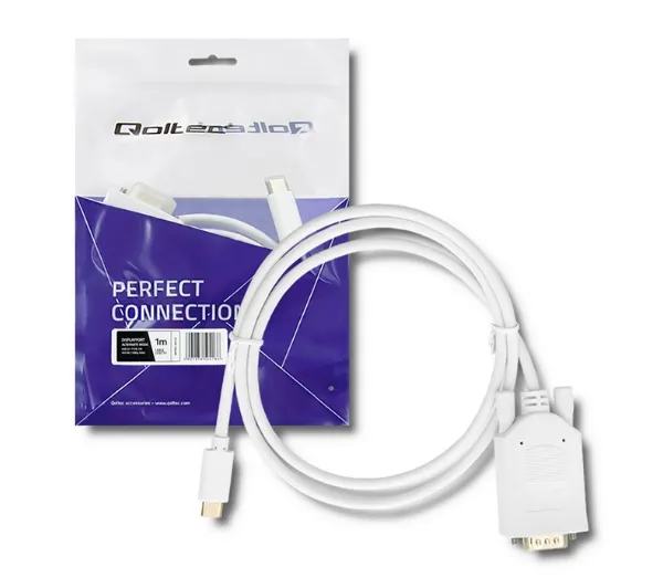 Qoltec 50418 USB 3.1 typ C - VGA Full HD 1m Biały