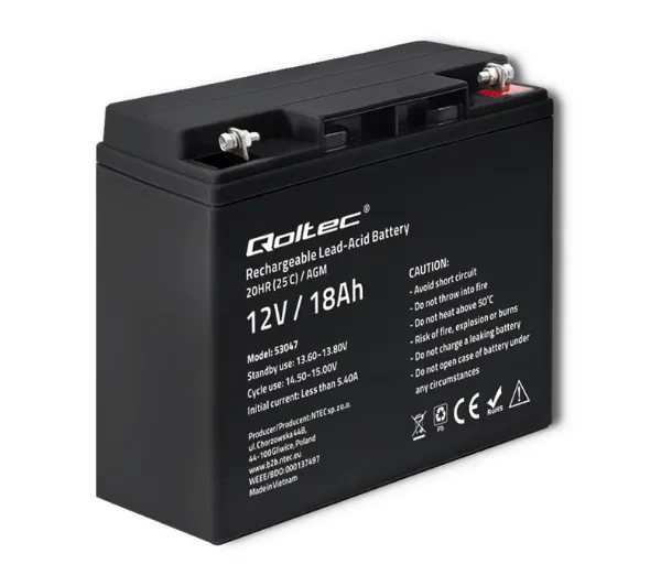 Akumulator QOLTEC 53047 18Ah 12V