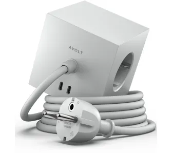 Kostka Avolt 3 gniazda 2x USB-C 3m Szary