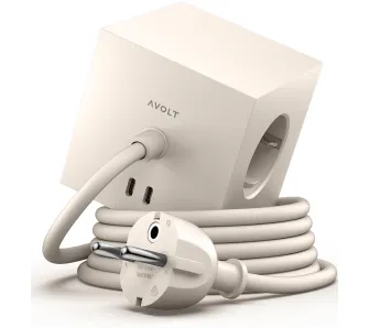 Kostka Avolt 3 gniazda 2x USB-C 1,8m Beżowy