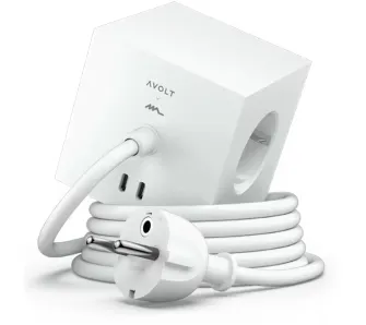 Kostka Avolt 3 gniazda 2x USB-C 1,8m Biały