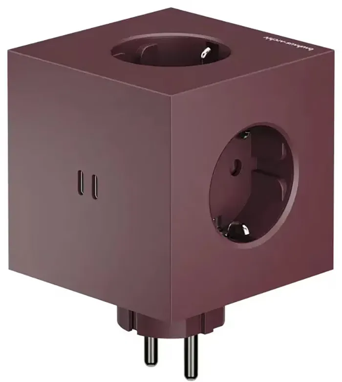 Rozgałęziacz Avolt Square 2 3 gniazda 2x USB-C Bordowy