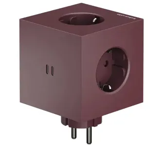 Rozgałęziacz Avolt Square 2 3 gniazda 2x USB-C Bordowy