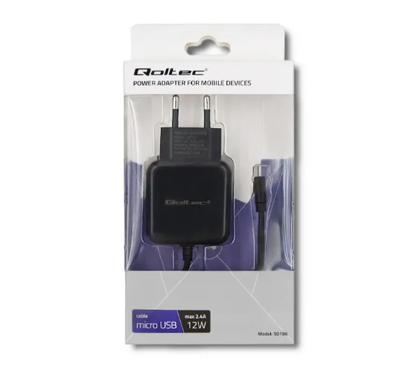 Qoltec 50196 microUSB 12W Czarny