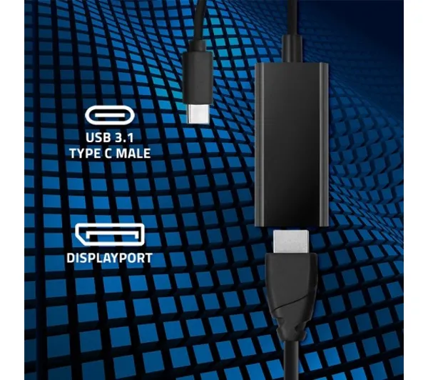 Qoltec 50377 DisplayPort do USB-C Czarny