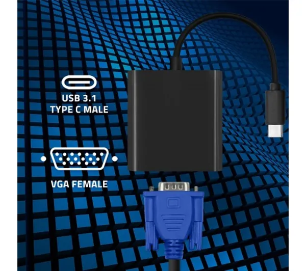 Qoltec 50376 VGA do USB-C Czarny