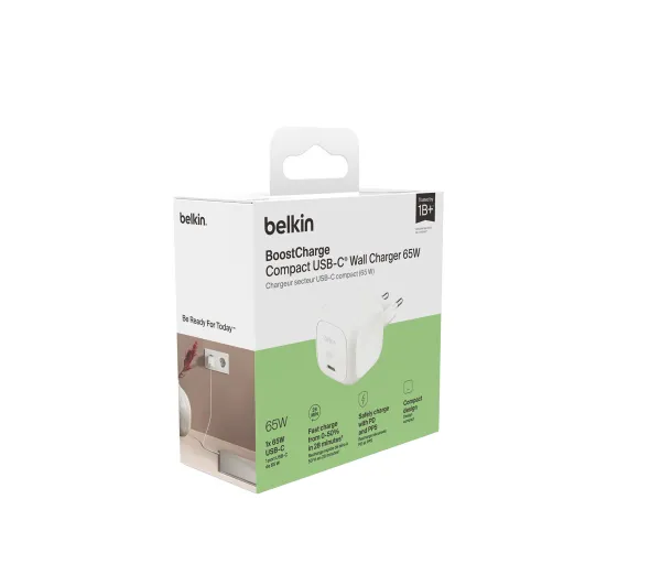 Belkin BoostCharge Compact USB-C 65W Biały