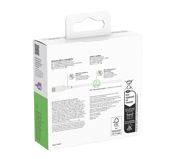 Belkin BoostCharge USB-A do USB-C 15W 3m Biały