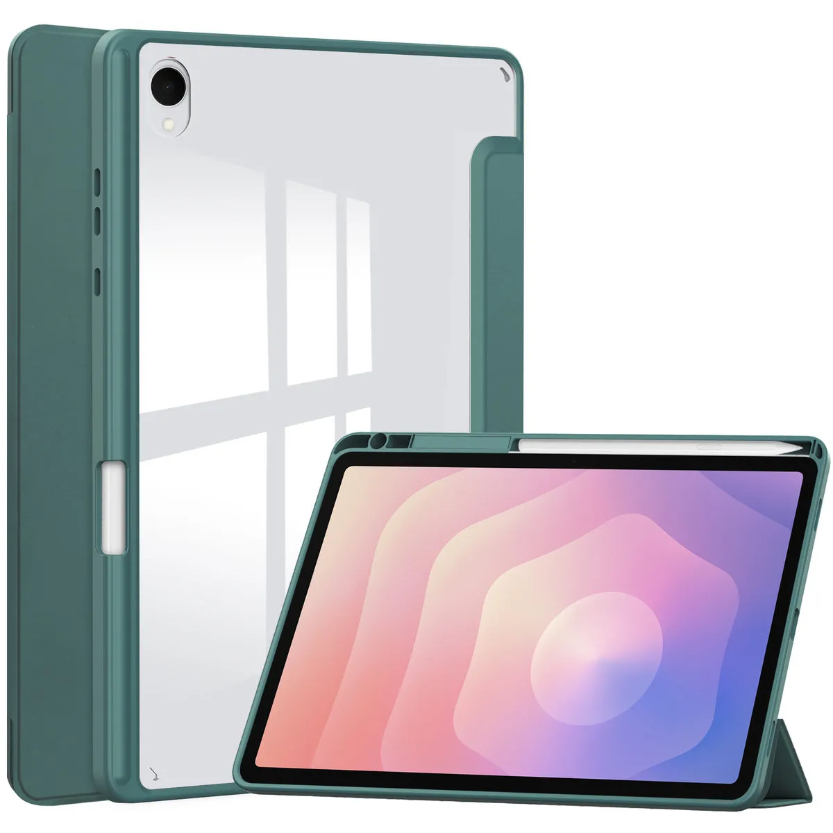Etui na tablet Bizon Case Tab Clear Matt z klapką do Samsung Galaxy Tab S11 Ciemnozielony