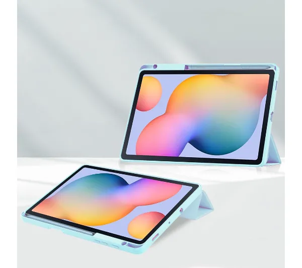Bizon Case Tab Clear Matt z klapką do Samsung Galaxy Tab S6 Lite 2024/2022/2020 Błękitny